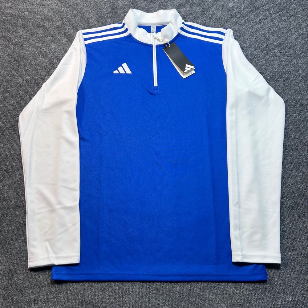 adidas Blue and White Quarter-Zip Training Top